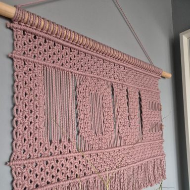 macrame wall letters, love wall hanger for your empty space, pink fiber design with fringe